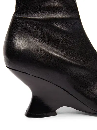 Dries Van Noten Women's Leather Wedge Booties - Black - Size 6.5 | Thumbnail 5
