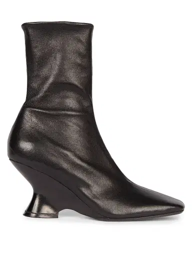 Dries Van Noten Women's Leather Wedge Booties - Black - Size 6.5 | Thumbnail 1