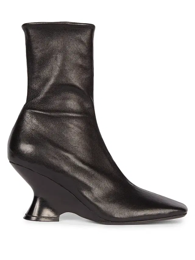 Dries Van Noten Women's Leather Wedge Booties - Black