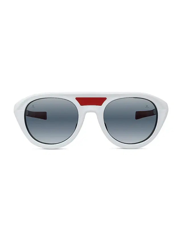 Men's Outdoor Ice 04 Round Sunglasses - White Blue Mirror