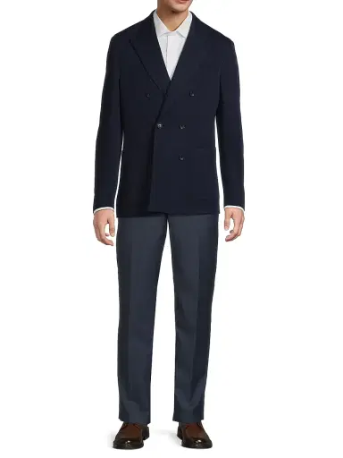 Saks Fifth Avenue Men's Double-Breasted Wool Blazer - Navy - Size 48 | Thumbnail 2
