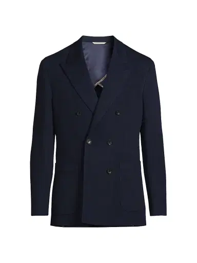 Saks Fifth Avenue Men's Double-Breasted Wool Blazer - Navy - Size 48 | Thumbnail 1