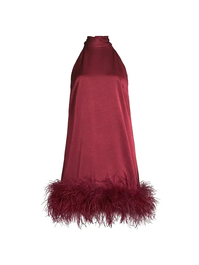 Ungaro Women's ONLY AT SAKS. Sari Feather-Trim Minidress - Tawny
