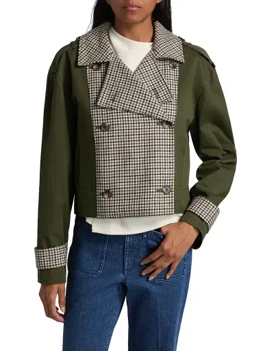 Tanya Taylor Women's Walton Gingham Cotton Double-Breasted Jacket - Army Check Multi | Thumbnail 3 Tanya Taylor Women's Walton Gingham Cotton Double-Breasted Jacket - Army Check Multi | Thumbnail 3