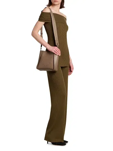 Stella McCartney Women's Light Ribbed Wool Straight Trousers - Olive | Thumbnail 2