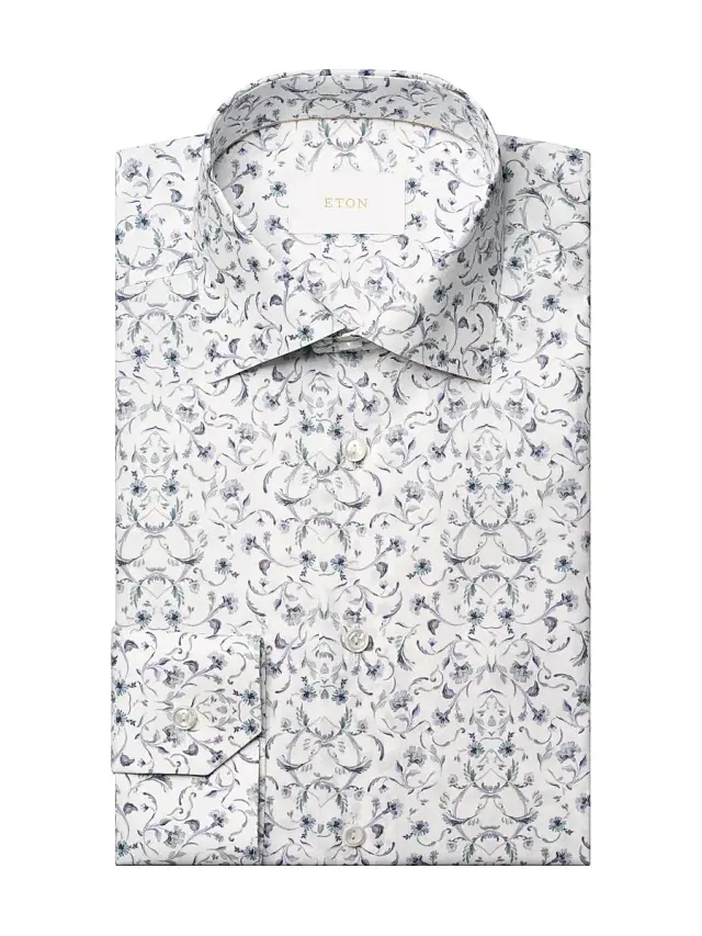 Men's Contemporary-Fit Floral Button-Front Shirt - Blue