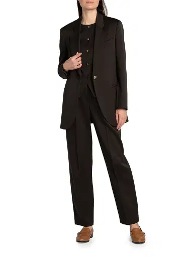 Giorgio Armani Women's Wool Pleated Trousers - Dark Brown - Size 12 | Thumbnail 2