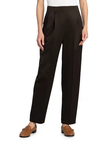 Giorgio Armani Women's Wool Pleated Trousers - Dark Brown - Size 12 | Thumbnail 3
