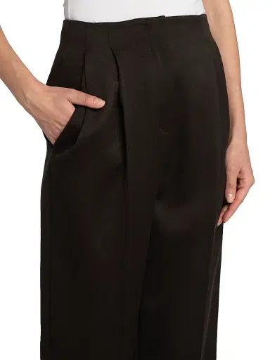 Giorgio Armani Women's Wool Pleated Trousers - Dark Brown - Size 12 | Thumbnail 6