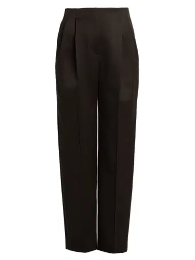 Giorgio Armani Women's Wool Pleated Trousers - Dark Brown - Size 12 | Thumbnail 1