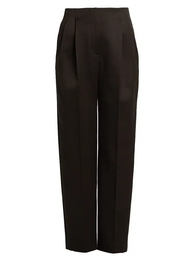 Women's Wool Pleated Trousers - Dark Brown