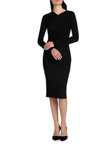 Giorgio Armani Women's Mix Media Sheath Dress - Black Beauty | Thumbnail 2