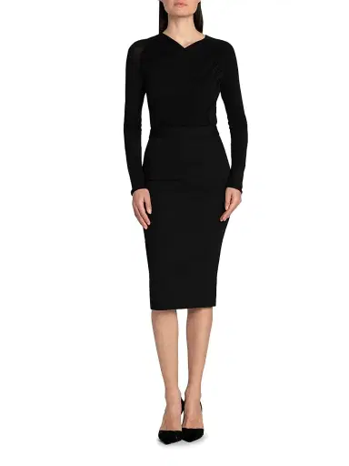 Giorgio Armani Women's Mix Media Sheath Dress - Black Beauty | Thumbnail 3