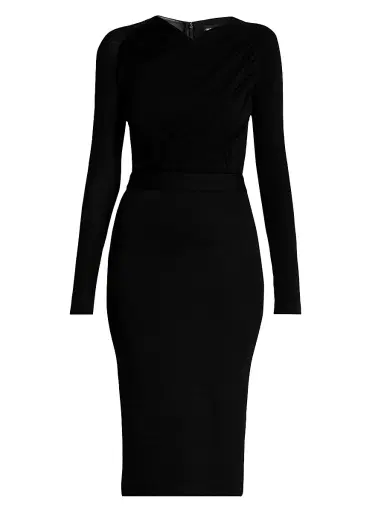 Giorgio Armani Women's Mix Media Sheath Dress - Black Beauty | Thumbnail 1