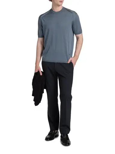 Emporio Armani Men's Wool-Silk Short-Sleeve Crewneck Sweater | Thumbnail 2 Emporio Armani Men's Wool-Silk Short-Sleeve Crewneck Sweater | Thumbnail 2