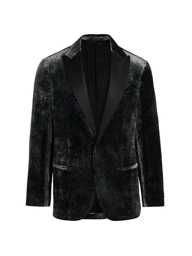 Giorgio Armani Men's Textured Velvet Dinner Jacket - Black Beauty - Size 44 | Thumbnail 1 Giorgio Armani Men's Textured Velvet Dinner Jacket - Black Beauty - Size 44 | Thumbnail 1