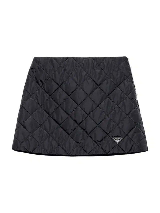 Women's Lightweight Quilted Re-Nylon Miniskirt - Navy Blue