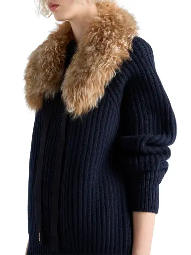 Prada Women's Wool and Cashmere Crew-Neck Sweater - Blue | Thumbnail 4