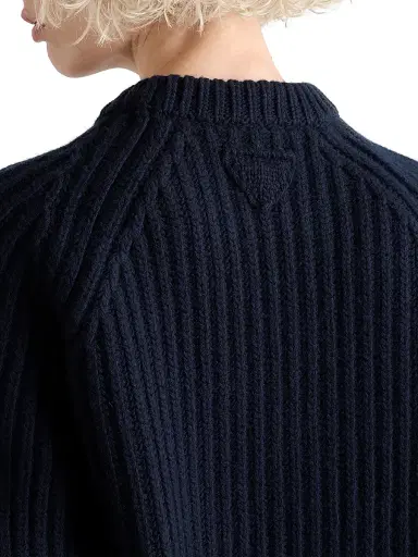 Prada Women's Wool and Cashmere Crew-Neck Sweater - Blue | Thumbnail 5
