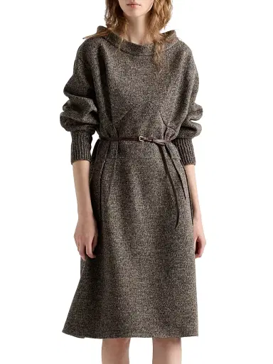 Prada Women's Mouliné Wool Dress - Grey | Thumbnail 2