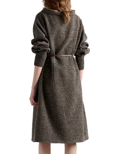 Prada Women's Mouliné Wool Dress - Grey | Thumbnail 4