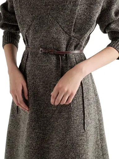 Prada Women's Mouliné Wool Dress - Grey | Thumbnail 5