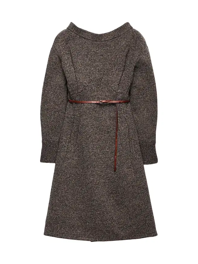 Women's Mouliné Wool Dress - Grey