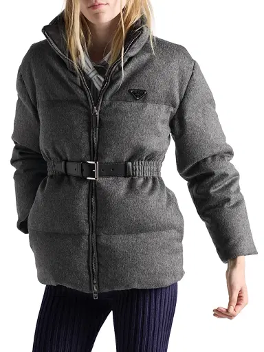 Prada Women's Loden Down Jacket - Grey - Size 4 | Thumbnail 2