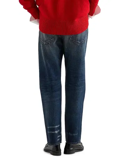 Prada Women's Five-Pocket Washed Denim Jeans - Blue | Thumbnail 3