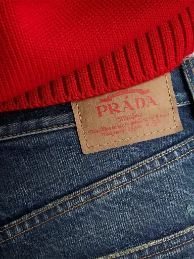 Prada Women's Five-Pocket Washed Denim Jeans - Blue | Thumbnail 5