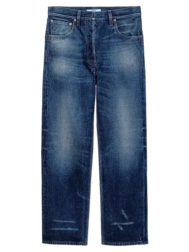 Prada Women's Five-Pocket Washed Denim Jeans - Blue | Thumbnail 1