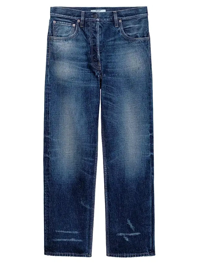 Women's Five-Pocket Washed Denim Jeans - Blue