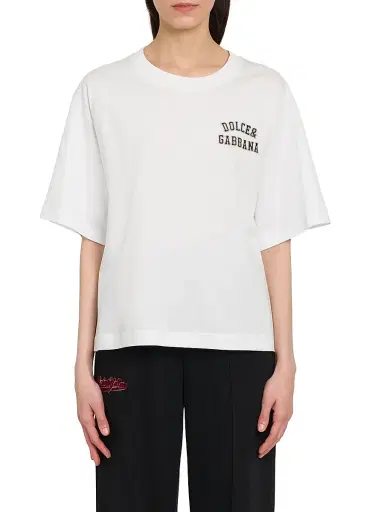 Dolce & Gabbana Women's Logo Cotton Boxy T-Shirt - White - Size Large | Thumbnail 3 Dolce & Gabbana Women's Logo Cotton Boxy T-Shirt - White - Size Large | Thumbnail 3