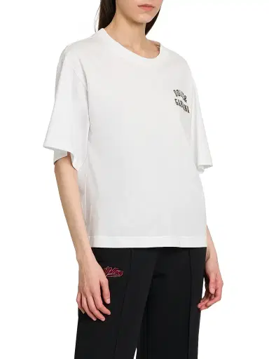 Dolce & Gabbana Women's Logo Cotton Boxy T-Shirt - White - Size Large | Thumbnail 4 Dolce & Gabbana Women's Logo Cotton Boxy T-Shirt - White - Size Large | Thumbnail 4