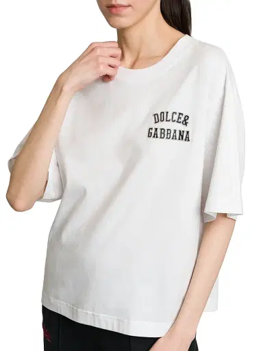 Dolce & Gabbana Women's Logo Cotton Boxy T-Shirt - White - Size Large | Thumbnail 6 Dolce & Gabbana Women's Logo Cotton Boxy T-Shirt - White - Size Large | Thumbnail 6