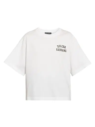 Dolce & Gabbana Women's Logo Cotton Boxy T-Shirt - White - Size Large | Thumbnail 1 Dolce & Gabbana Women's Logo Cotton Boxy T-Shirt - White - Size Large | Thumbnail 1