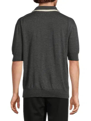 Jil Sander Men's Wool Knit Relaxed-Fit Polo Sweater - Ash Grey - Size 44 | Thumbnail 5