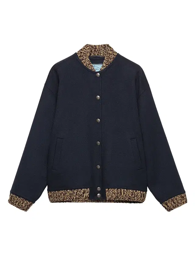 Women's Double Cashmere and Wool Bomber Jacket - Blue