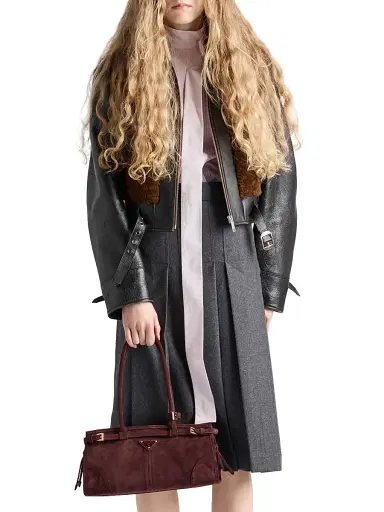 Prada Women's Pleated Flannel Skirt - Grey | Thumbnail 2