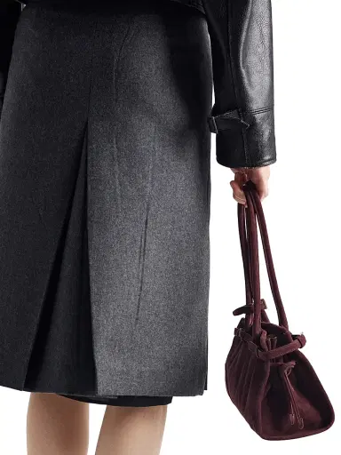 Prada Women's Pleated Flannel Skirt - Grey | Thumbnail 6
