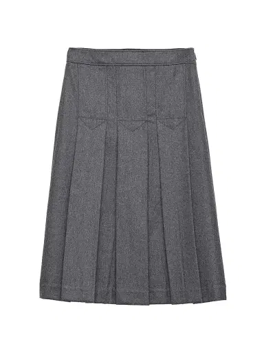Prada Women's Pleated Flannel Skirt - Grey | Thumbnail 1