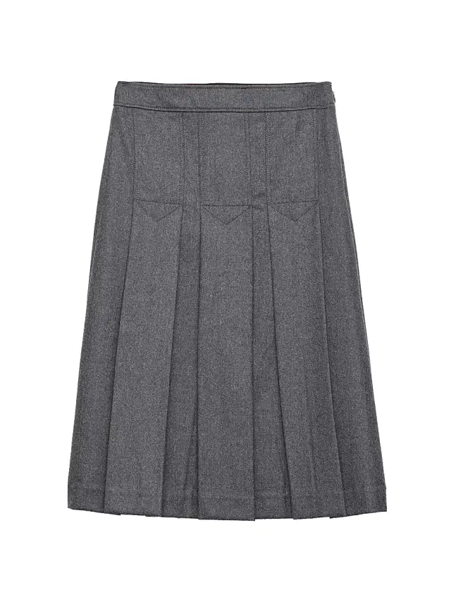Women's Pleated Flannel Skirt - Grey