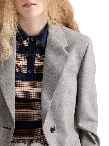 Prada Women's Single-Breasted Checked Grisaille Jacket - Grey - Size 6 | Thumbnail 5 Prada Women's Single-Breasted Checked Grisaille Jacket - Grey - Size 6 | Thumbnail 5
