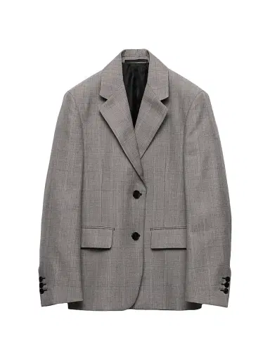 Prada Women's Single-Breasted Checked Grisaille Jacket - Grey - Size 6 | Thumbnail 1 Prada Women's Single-Breasted Checked Grisaille Jacket - Grey - Size 6 | Thumbnail 1