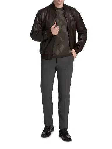 Emporio Armani Men's Leather Bomber Jacket | Thumbnail 2