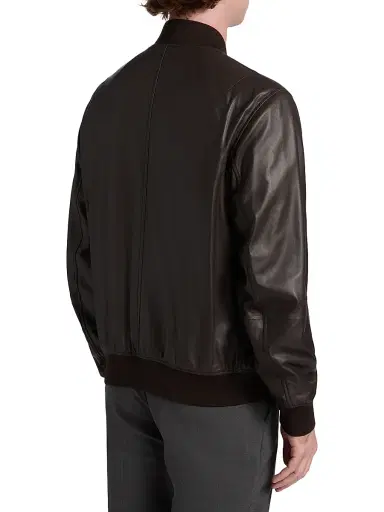 Emporio Armani Men's Leather Bomber Jacket | Thumbnail 5