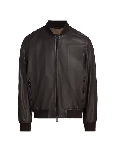 Emporio Armani Men's Leather Bomber Jacket | Thumbnail 1