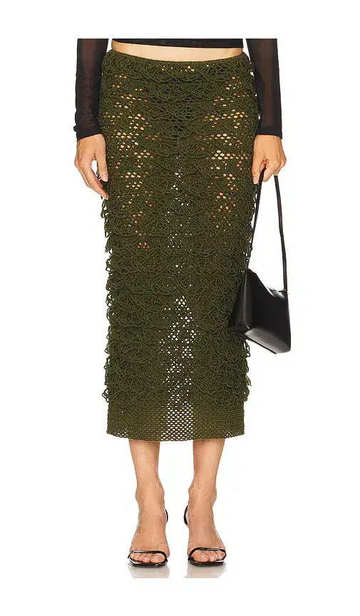 nastyamasha Crochet Floral Midi Skirt