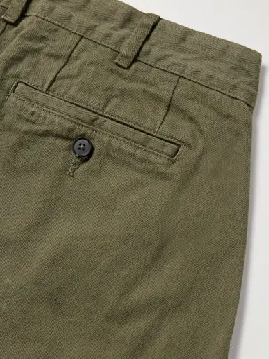 Noah Straight-Leg Pleated Herringbone Cotton Trousers - Men | Thumbnail 5