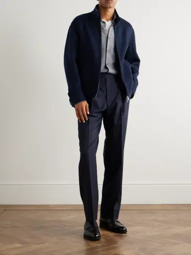 Lardini Brushed Wool and Cashmere-Blend Bomber Jacket - Men | Thumbnail 2 Lardini Brushed Wool and Cashmere-Blend Bomber Jacket - Men | Thumbnail 2